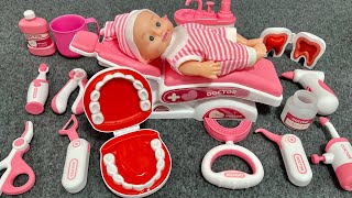 9 Minutes Unboxing Cute Pink Doll Doctor Game Set, Dentist Toy Kit (Ice Cream Cash Register) I ASMR