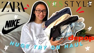 COLLECTIVE CLOTHING (TRY ON) HAUL🍂 | sweatshirts, pants, tops + | ft. yesstyle, zara, depop & nike