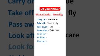 Phrasal Verbs and their meaning. #english #shorts