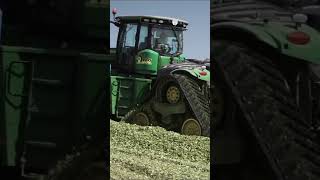 John Deere 9RX corn silage pile packing