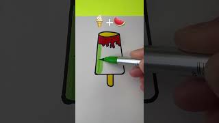 🍦+🍉 Satisfying painting #creativeart #youtubeshorts #trendingshorts #shorts #art #viral