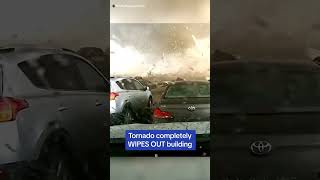 A powerful tornado TORE  through Nebraska, completely demolishing a building in just seconds#shorts