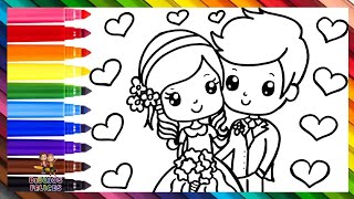 HOW TO DRAW BRIDE AND GROOM FOR CHILDREN