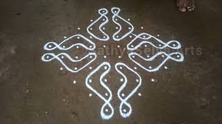 10 x 2 dots kambi kolam design | beginners easy sikku Kalam | SathyaSelva Arts