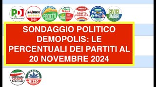 SONDAGGIO POLITICO DEMOPOLIS: LE PERCENTUALI DEI PARTITI AL 20 NOVEMBRE 2024