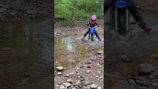 Kid Rides Through Stream On His Dirtbike!