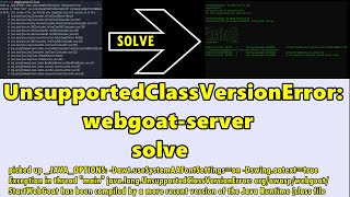 UnsupportedClassVersionError:  webgoat-server | solve