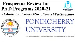 Pondicherry University Prospectus Review for Ph D Program 2020-21 | Santosh Kumar Sankhyan