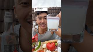 THAT DRINK IS SOMETHING ELSE 😂🍅🧂#balkanbreakfast #raki #eatingshowasmr #trending