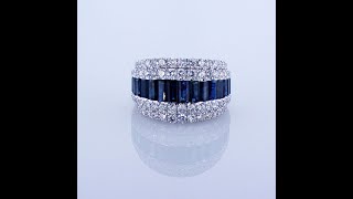 DIAMOND AND SAPPHIRE 5 ROW RING WITH 2 ROW  BORDER SET IN 18KT WHITE GOLD R-IDJ-01683