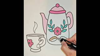 ASMR | Coloring a Warm Tea Set for Fall 🍵 #relaxing #asmrsounds #asmrvideo #coloring