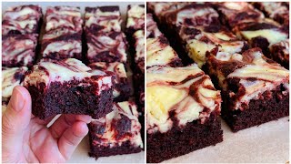 The best Red velvet cheesecake brownies / براونيز الريد فيلفيت