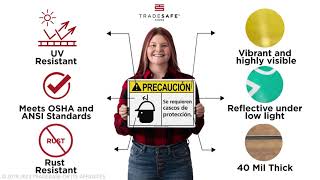 Se Requieren Cascos de Protección (Hard Hats Required Sign ) | TRADESAFE