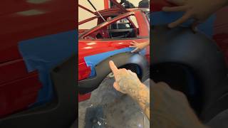 Cutting the rear fender on the 240sx