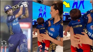 Hardik Pandya's BABY Boy Agastya Watching His FATHER Batting For The FIRST TIme In IPL With Natasa