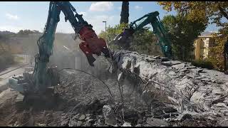 Chantier Ligne 5 - démolition du pont de la rue des Chasseurs