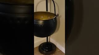 Do you like this cauldron stand my husband made? #diy #halloween#viral#witchcauldron#subscribe