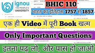 BHIC 110 Important Questions BHIC 110 भारत का इतिहास 1757 से 1857 BHIC 110 History Honours IGNOU