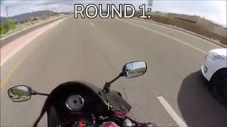 Tesla model S vs motorcycle NO CHANCE IN HELL!