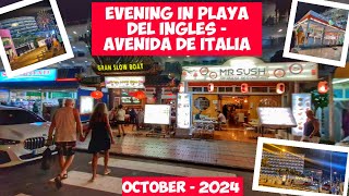 Gran Canaria🌴EVENING IN PLAYA DEL INGLES - AVENIDA DE ITALIA - 2024