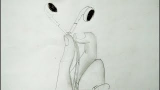 Earphones in hand-pencil sketch  tutorial for beginners//how to draw hand //farjana drawing academy