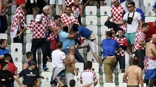 UEFA Euro 2016 - Croatia hooligans fight against Czech fans sitting on the same stand