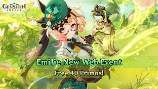 Emilie New WEB EVENT | Free 40 Primos - Genshin Impact