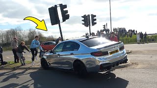 BMW CRASH At Car Meet! - Modified Cars Leaving Tucked!