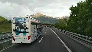 Cabin Truck View of Europe Truck Driving--A2 Switzerland..(the Gotthard Motorway).