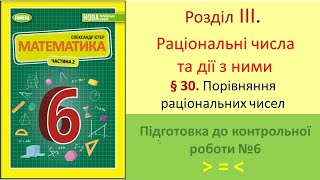 Готуємось до контрольної роботи №6_Поріняння раціональних чисел_Математика 6 клас НУШ