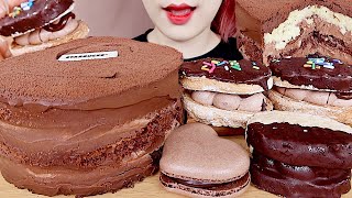 ASMR DOUBLE CHOCOLATE CAKE, NUTELLA DACQUOISE MUKBANG 스타벅스 더블 초콜릿 케이크, 누텔라 다쿠아즈 먹방 eating sounds