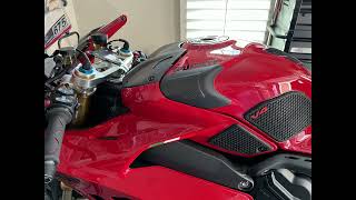 Carbon Fiber Battery Cover and Tank Slider on 2022 Ducati Panigale V4S