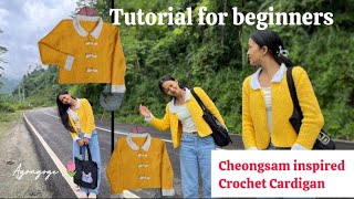 part-2 Crochet Augustine cardigan tutorial for beginners|cheongsam inspo,Pinterest inspired|agragoge