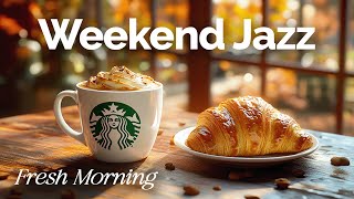 peaceful morning weekend with a sip of Starbucks and positive coffee jazz music ☕