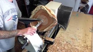 Woodturning time lapse white oak natural edge bowl