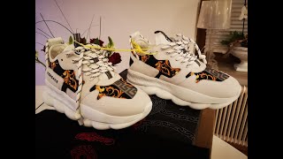 Versace white chain reaction sneakers - Unboxing