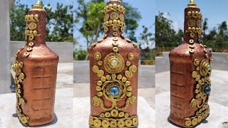 How to Print Glass Bottle / Bottle Painting / Clay art.