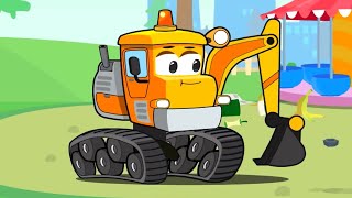 Bagger und der kleine Traktor treffen sich mit den Freunden | Vroom Vroom - Cartoons für Kinder