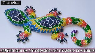 Tutorial: Salamandra de cartapesta 🦎 con mosaico de cartón estilo trencadís 🤩