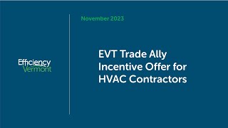 EVT Trade Ally Incentive Offer for HVAC Contractors