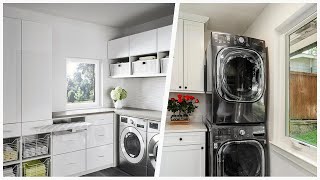 75 White Porcelain Tile Laundry Room Design Ideas You'll Love ☆