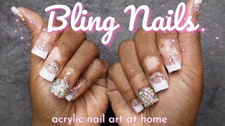 Get ready to Sparkle! 👀Blinged Out Nail Transformation 💅 Rhinestone Nail Designs