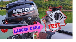 Mercury 3.5 hp larger carburetor and alloy prop test