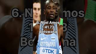 Top 10 Men's 800 Meters Records in the World