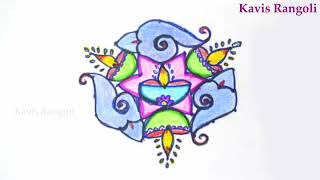 Creative Conch Rangoli Design | Easy Rangoli Kolam Art | Deepam Kolam with Dots