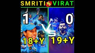 SMRITI MANDHANA VSVIRAT KHOLI COMPARISON😘😘#ytshorts #cricket#virat#shorts#smriti mandhana#comparison