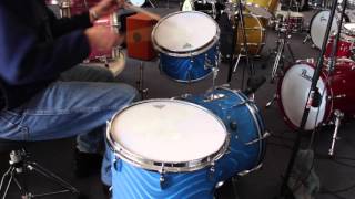 Sonor Teardrop Aqua Blue Satin Flame Drum Set 20", 13", 16"