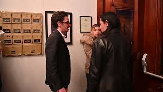 Fabiano Caruana exits the Great Hall to fans after his round 13 victory 2024 Candidates