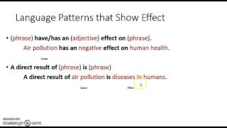 Cause and Effect Writing - Language Patterns that Show Effect