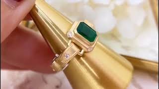 Anillo Oro Sólido Diseño 18k Esmeralda A Pedido